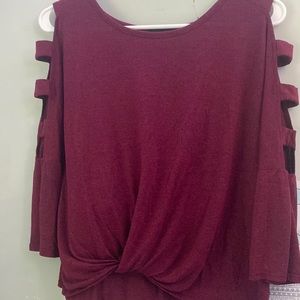 Maroon colored iZ buyer cropped long sleeve shirt